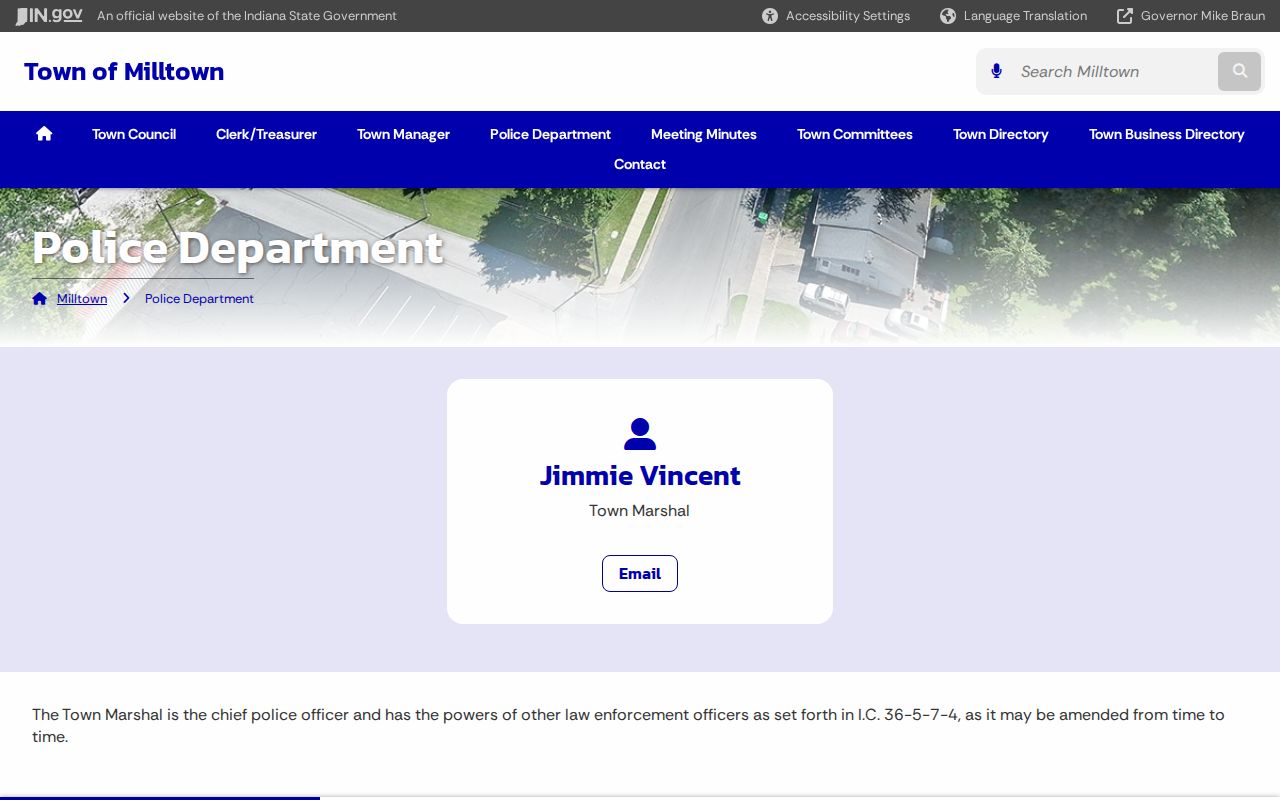 Official Milltown town marshal page used for Crawford County warrant routing