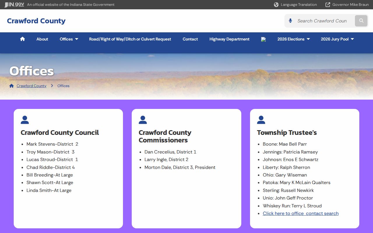 Crawford County warrant records court and clerk directory